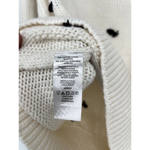 loft Polkadot Cream Knit Sweater Size Medium - Picture 7 of 7